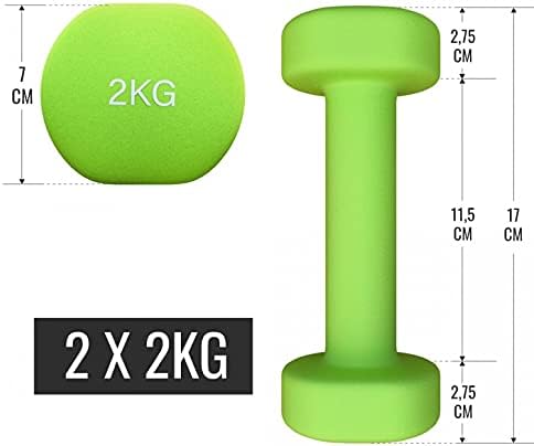 GORILLA SPORTS® Set di Manubri - 12 kg, Peso 2x1 kg, 2x2 kg, 2x3 kg, con Cassa 38 x 29,5 x 9 cm, Antiscivolo, in Ghisa e Neoprene - Pesi per Palestra, Esercizi, Fitness, Sollevamento, Casa