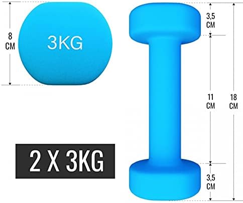 GORILLA SPORTS® Set di Manubri - 12 kg, Peso 2x1 kg, 2x2 kg, 2x3 kg, con Cassa 38 x 29,5 x 9 cm, Antiscivolo, in Ghisa e Neoprene - Pesi per Palestra, Esercizi, Fitness, Sollevamento, Casa