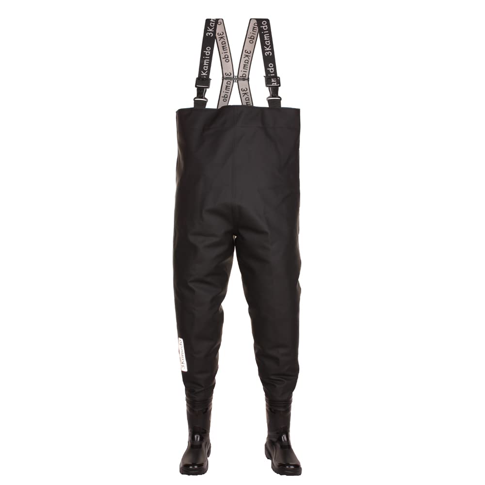 Stivali da Pesca per giovanili, Adolescenti, Junior trampolieri, Nero e Verde, 36, 37, 38, 39 EU, Waders Salopette, Giovani, Suola Solida, Bretelle in Gomma, Borsa per Trasporto