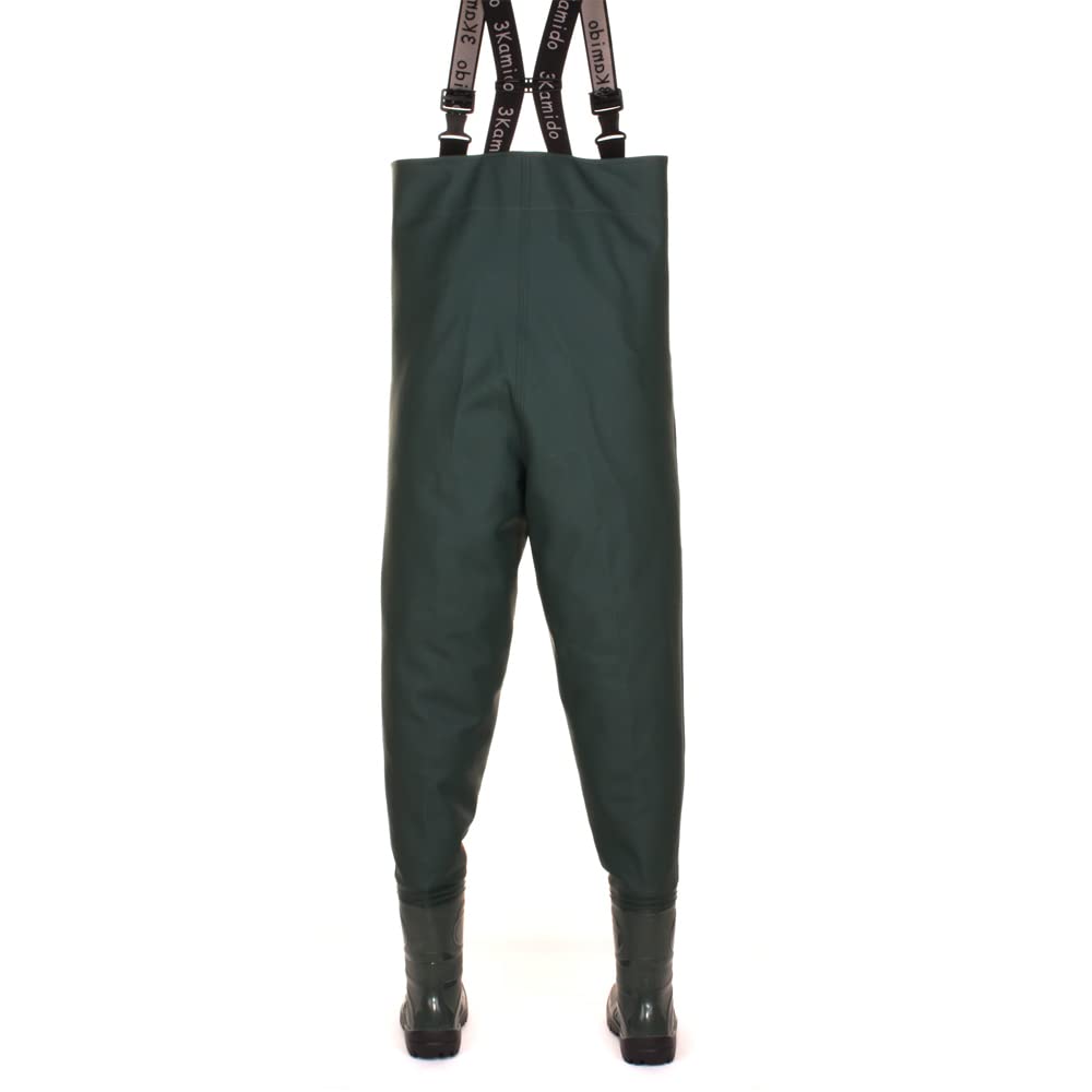 Stivali da Pesca per giovanili, Adolescenti, Junior trampolieri, Nero e Verde, 36, 37, 38, 39 EU, Waders Salopette, Giovani, Suola Solida, Bretelle in Gomma, Borsa per Trasporto