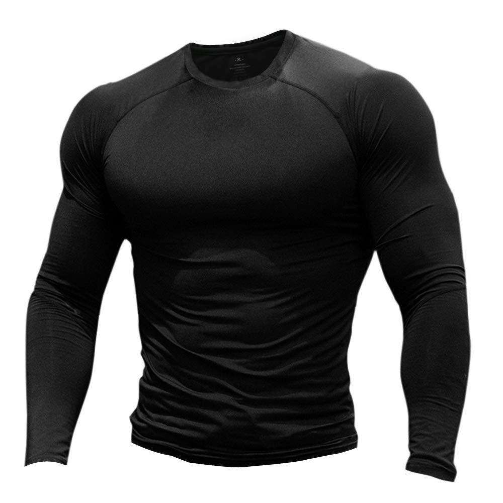 Muscle Alive Homme Maillot de Corps Slim Ajusté à Manches Courtes de Base de Compression de Musculation en Polyester et Spandex