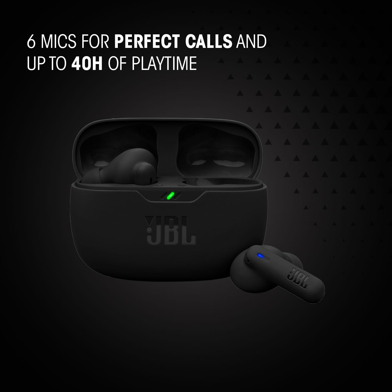 JBL Wave Beam 2, Auricolari Wireless con Cancellazione del Rumore, Nero | Bluetooth 5.3, 40 Ore di Autonomia, Suono JBL Pure Bass, Smart Ambient, Connessione Multipoint, Design Chiuso a Stick