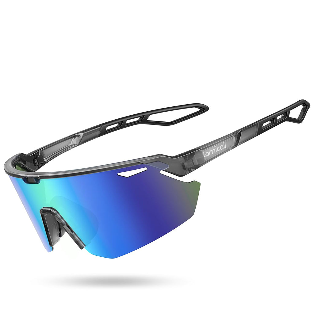 Lamicall Occhiali da Sole Ciclismo Polarizzati, [24g Ultraleggero] Anti-UV400, TR90-Telaio, Nasello Regolabile, Occhiali da Sole Sportivi per Uomo e Donna, per Pesca/Corsa/Sport all'Aperto