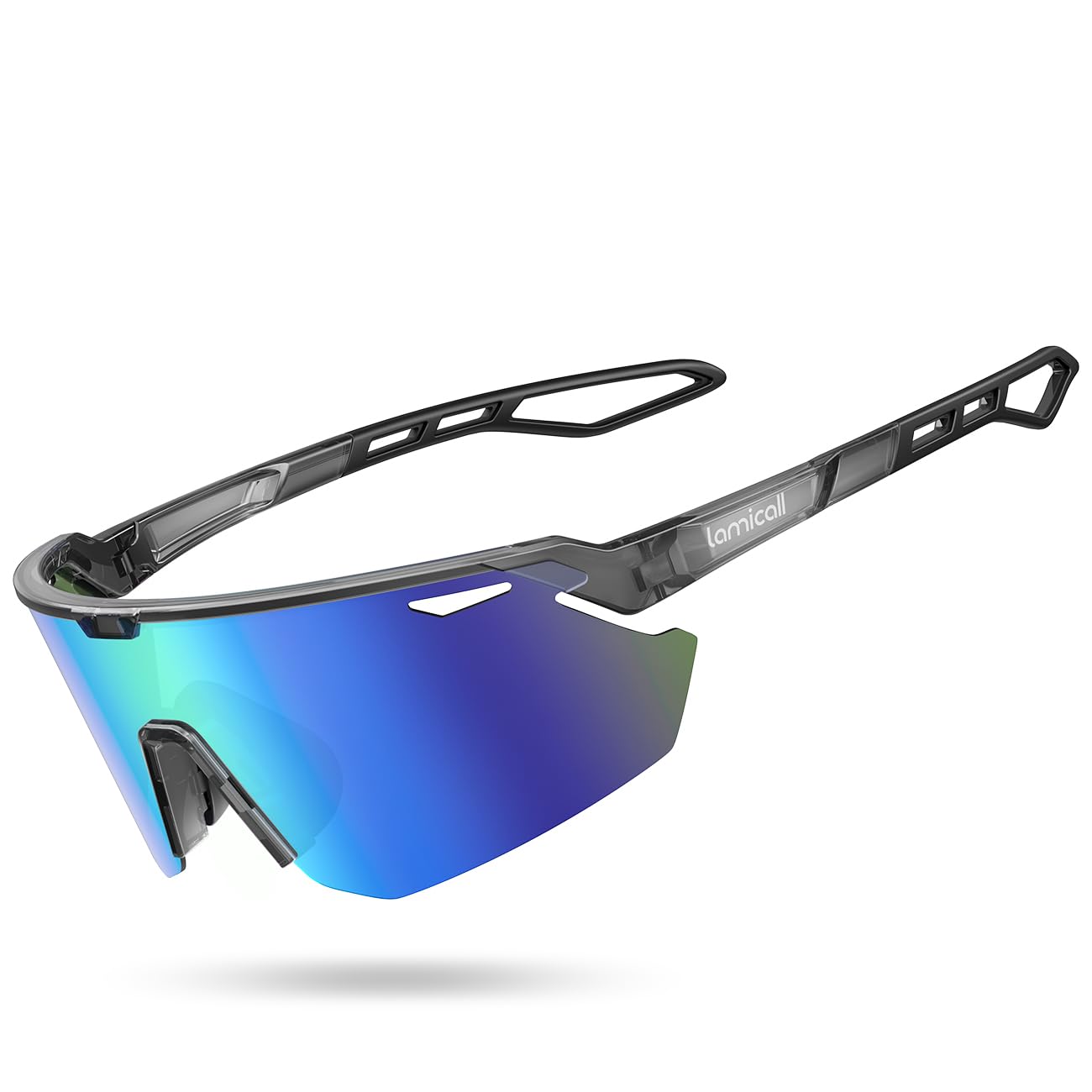 Lamicall Occhiali da Sole Ciclismo Polarizzati, [24g Ultraleggero] Anti-UV400, TR90-Telaio, Nasello Regolabile, Occhiali da Sole Sportivi per Uomo e Donna, per Pesca/Corsa/Sport all'Aperto