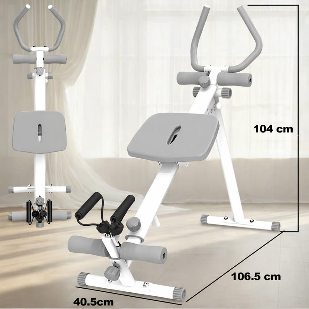 BAKAJI Ab Machine Attrezzatura per Fitness Multiuso Pieghevole con Chiusura Salvaspazio, Vogatore, Macchina per Addominali, Cruncher, Attrezzatura da Palestra in Casa per Home Gym