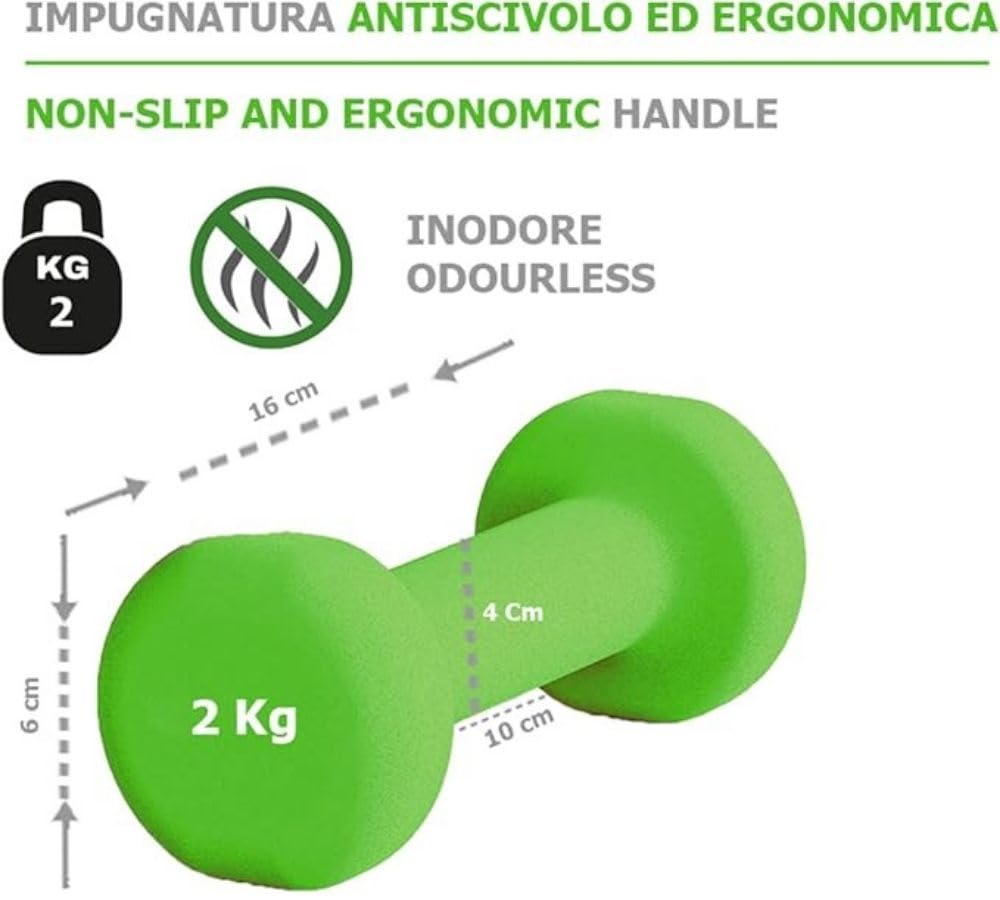 G5 HT SPORT Manubri O Manubrio in Neoprene da Palestra E Home Gym Antiscivolo da 0.5 a 6 kg Coppia O Singolo