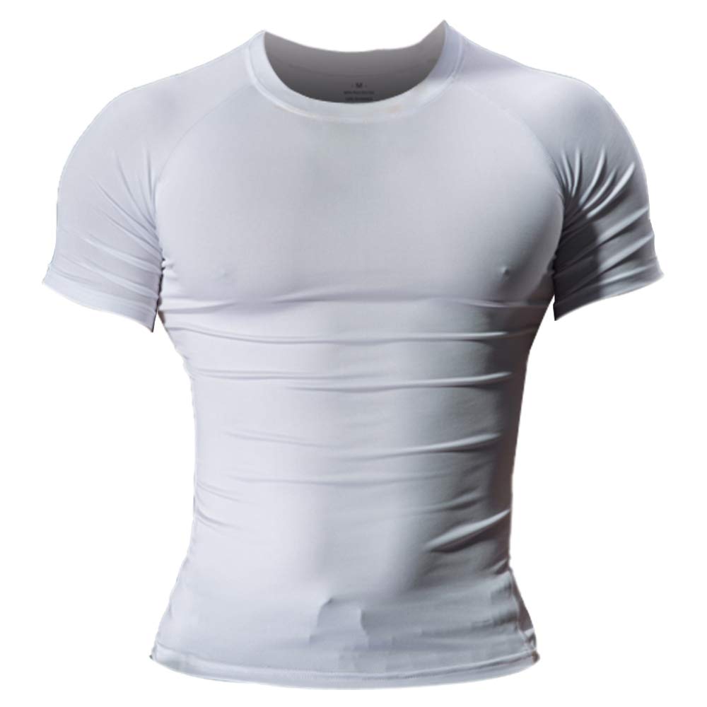 Muscle Alive Homme Maillot de Corps Slim Ajusté à Manches Courtes de Base de Compression de Musculation en Polyester et Spandex