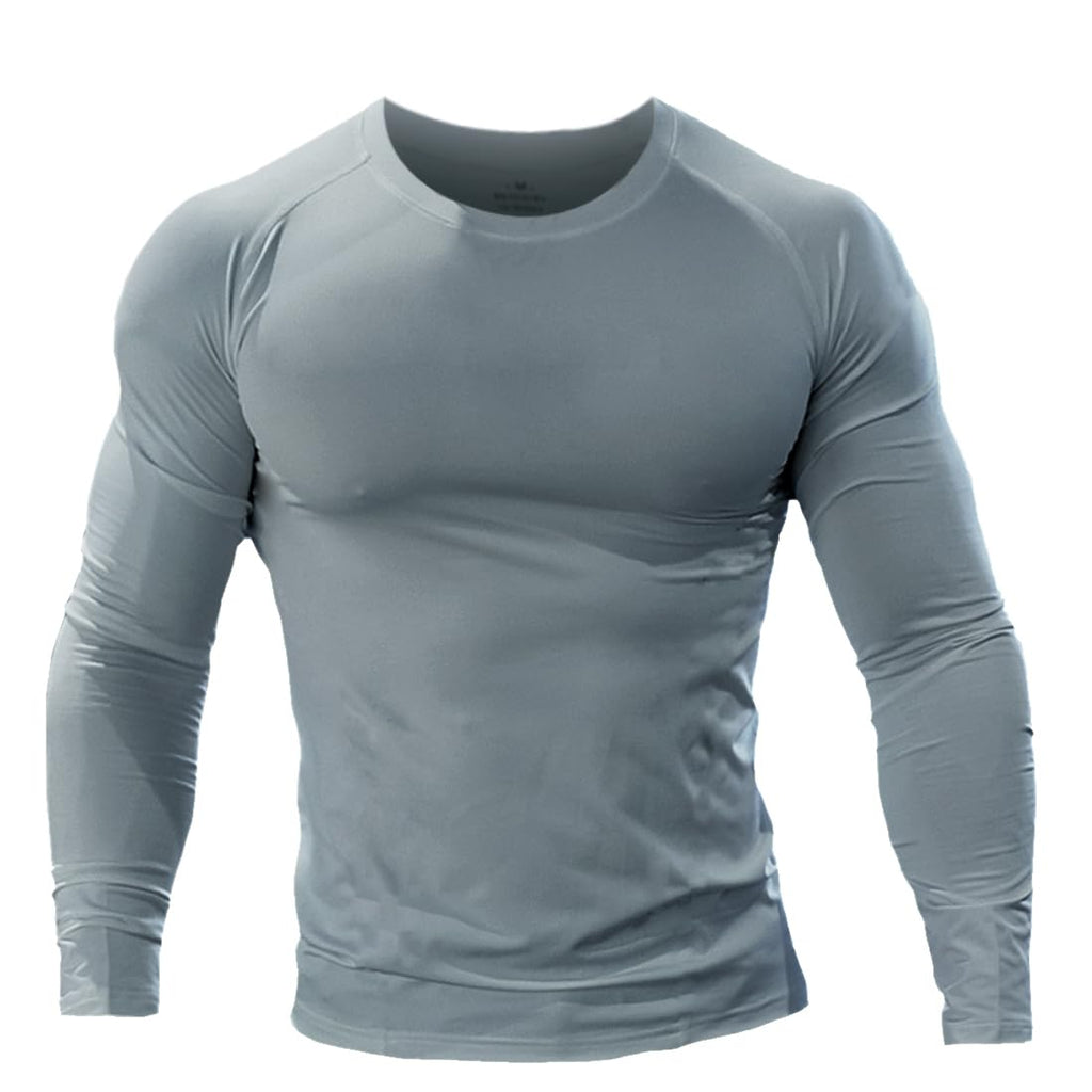 Muscle Alive Homme Maillot de Corps Slim Ajusté à Manches Courtes de Base de Compression de Musculation en Polyester et Spandex