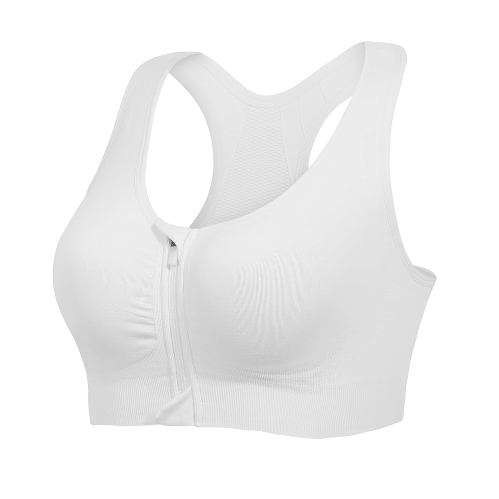 Lemef Soutiens-Gorge de Sport à Fermeture Éclair Avant pour Femmes Soutien-Gorge Post-Chirurgie sans Armature Fermeture Avant Dos Nageur Compression Mastectomie