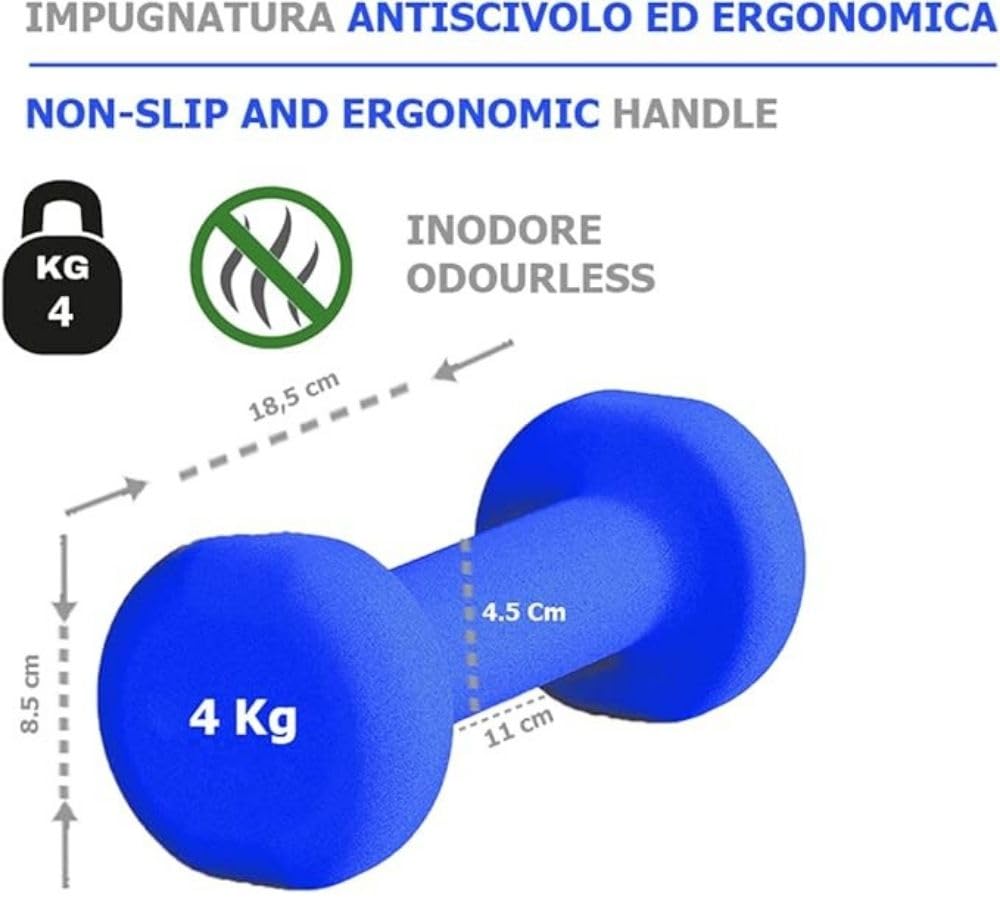 G5 HT SPORT Manubri O Manubrio in Neoprene da Palestra E Home Gym Antiscivolo da 0.5 a 6 kg Coppia O Singolo