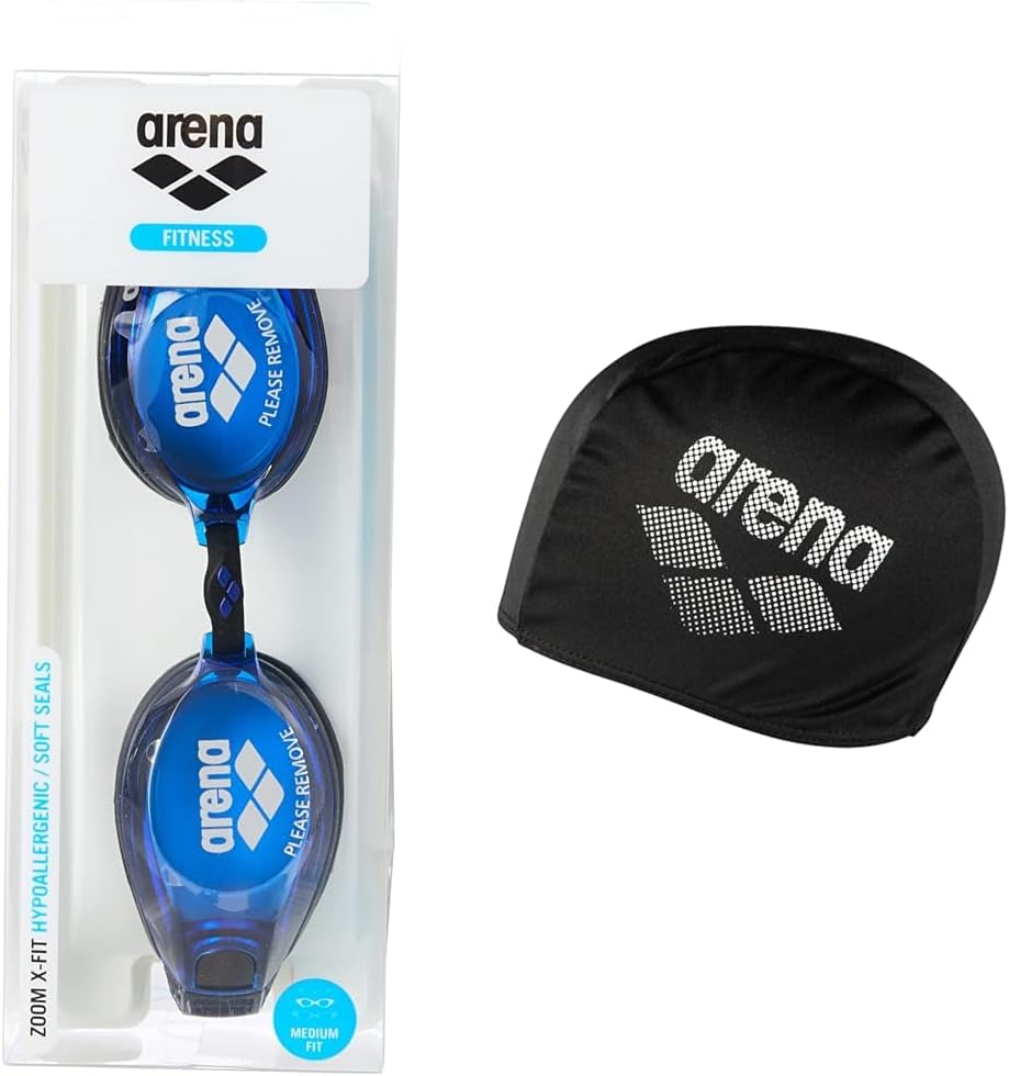 Arena Zoom X-Fit Occhialini Nuoto Anti-Appannamento Unisex Adulto, Occhialini Piscina con Ampie Lenti, Protezione UV, Ponte Nasale Regolabile, Guarnizioni in Silicone