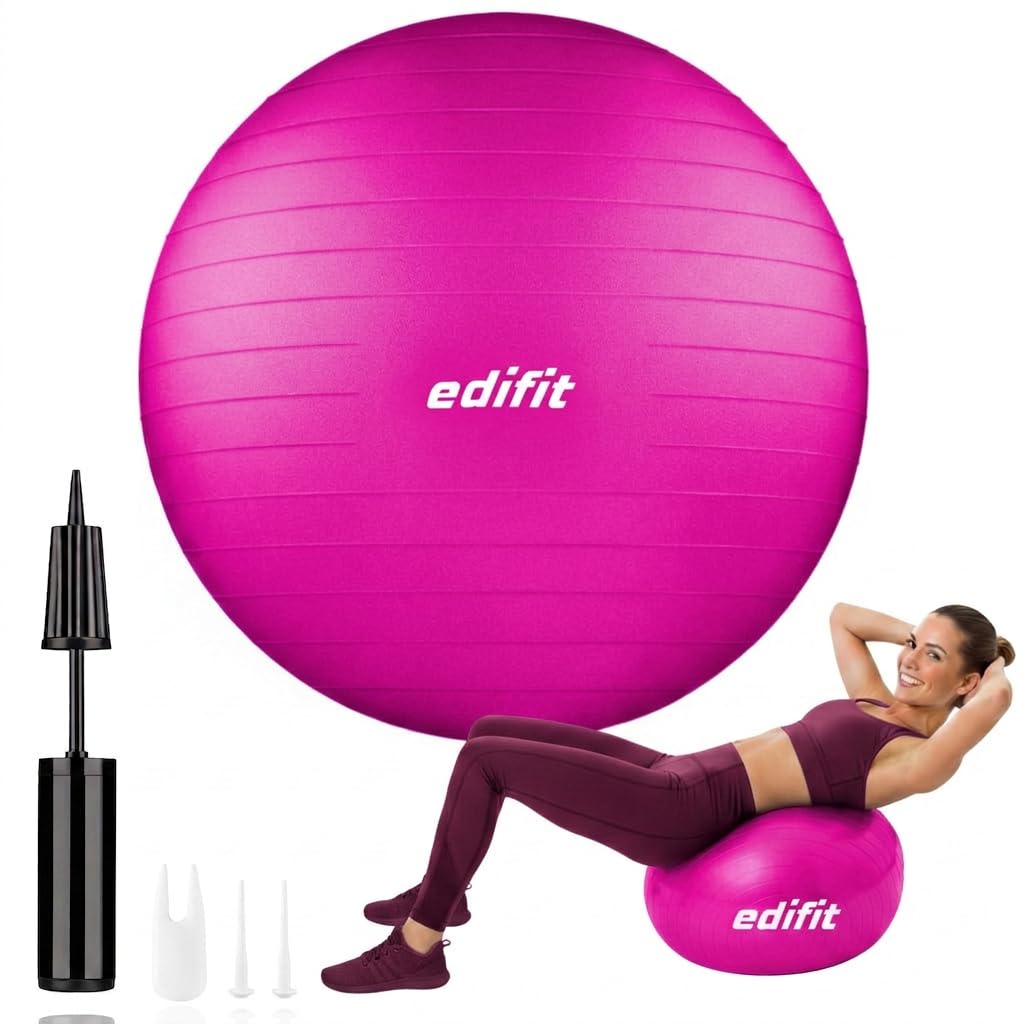 EDIFIT Palla Fitness, Pilates Attrezzi Casa, Incluso il Gonfiatore, Fitball, Yoga Accessori, Palla Gravidanza, Ginnastica Ritmica