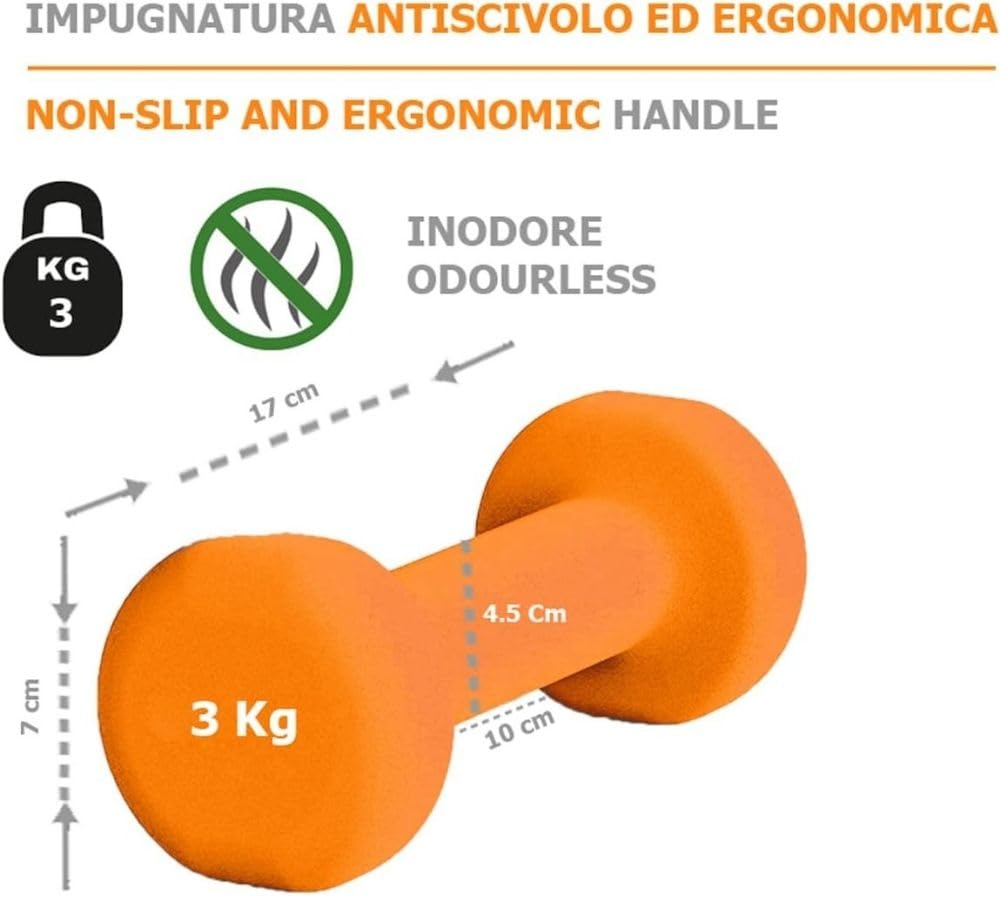 G5 HT SPORT Manubri O Manubrio in Neoprene da Palestra E Home Gym Antiscivolo da 0.5 a 6 kg Coppia O Singolo