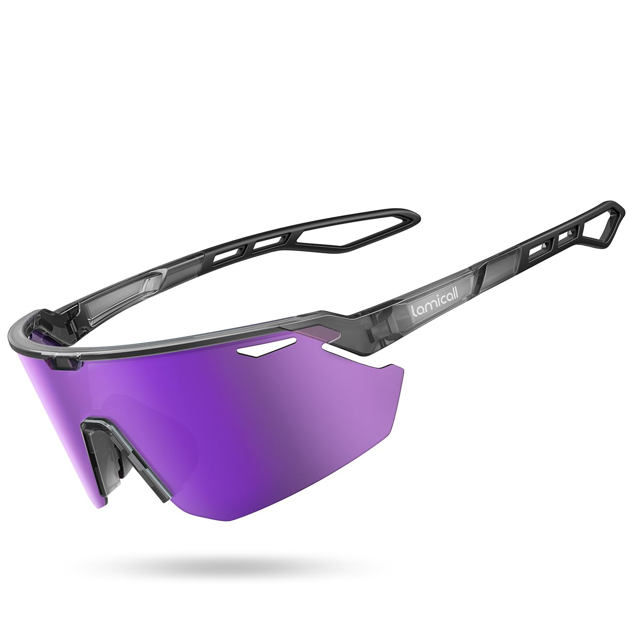 Lamicall Occhiali da Sole Ciclismo Polarizzati, [24g Ultraleggero] Anti-UV400, TR90-Telaio, Nasello Regolabile, Occhiali da Sole Sportivi per Uomo e Donna, per Pesca/Corsa/Sport all'Aperto