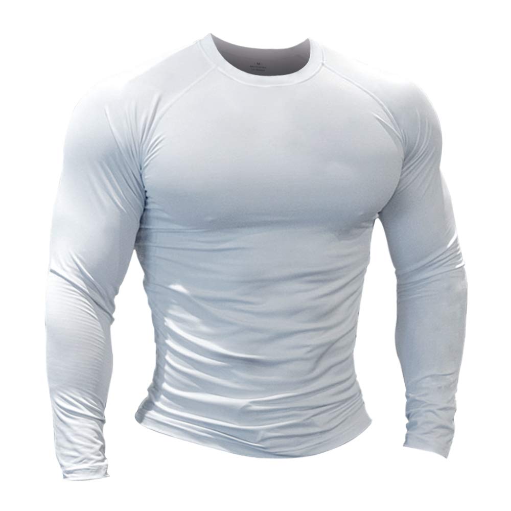 Muscle Alive Uomo Magro Stretto Compressione Livello Base Manica Corta Maglietta Bodybuilding Top Poliestere e Spandex