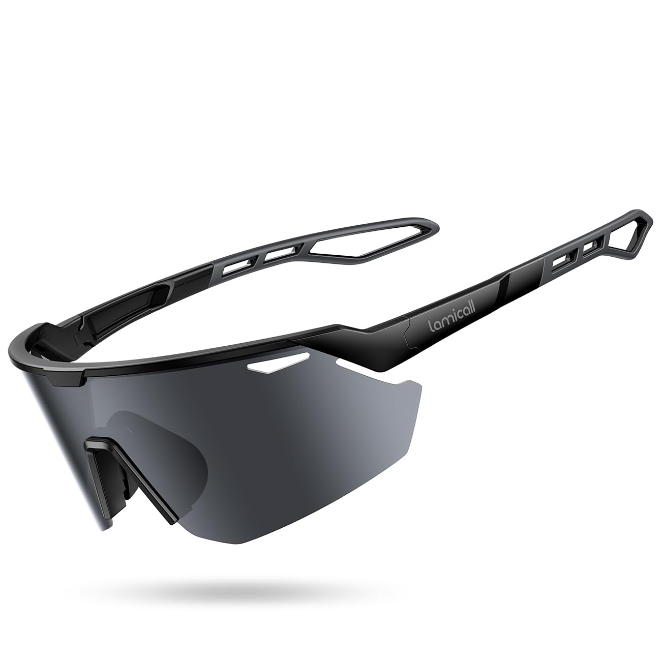 Lamicall Occhiali da Sole Ciclismo Polarizzati, [24g Ultraleggero] Anti-UV400, TR90-Telaio, Nasello Regolabile, Occhiali da Sole Sportivi per Uomo e Donna, per Pesca/Corsa/Sport all'Aperto