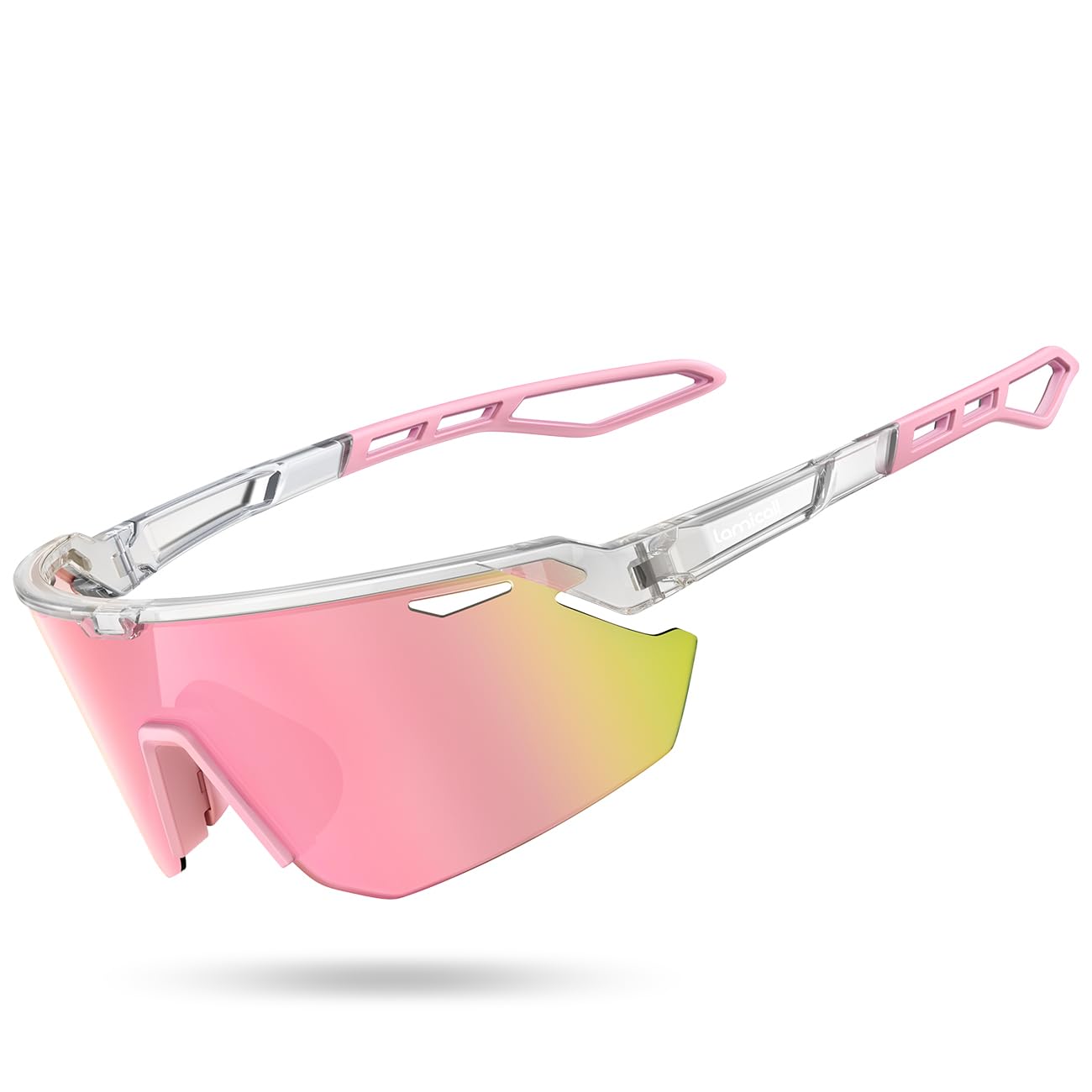 Lamicall Occhiali da Sole Ciclismo Polarizzati, [24g Ultraleggero] Anti-UV400, TR90-Telaio, Nasello Regolabile, Occhiali da Sole Sportivi per Uomo e Donna, per Pesca/Corsa/Sport all'Aperto