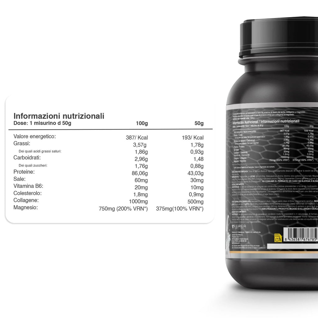 Whey Protein | Proteina Whey pura con Collagene + Magnesio | Migliora i tuoi allenamenti | Protegge e aumenta la massa muscolare | 1000g di proteina (Cioccolato)
