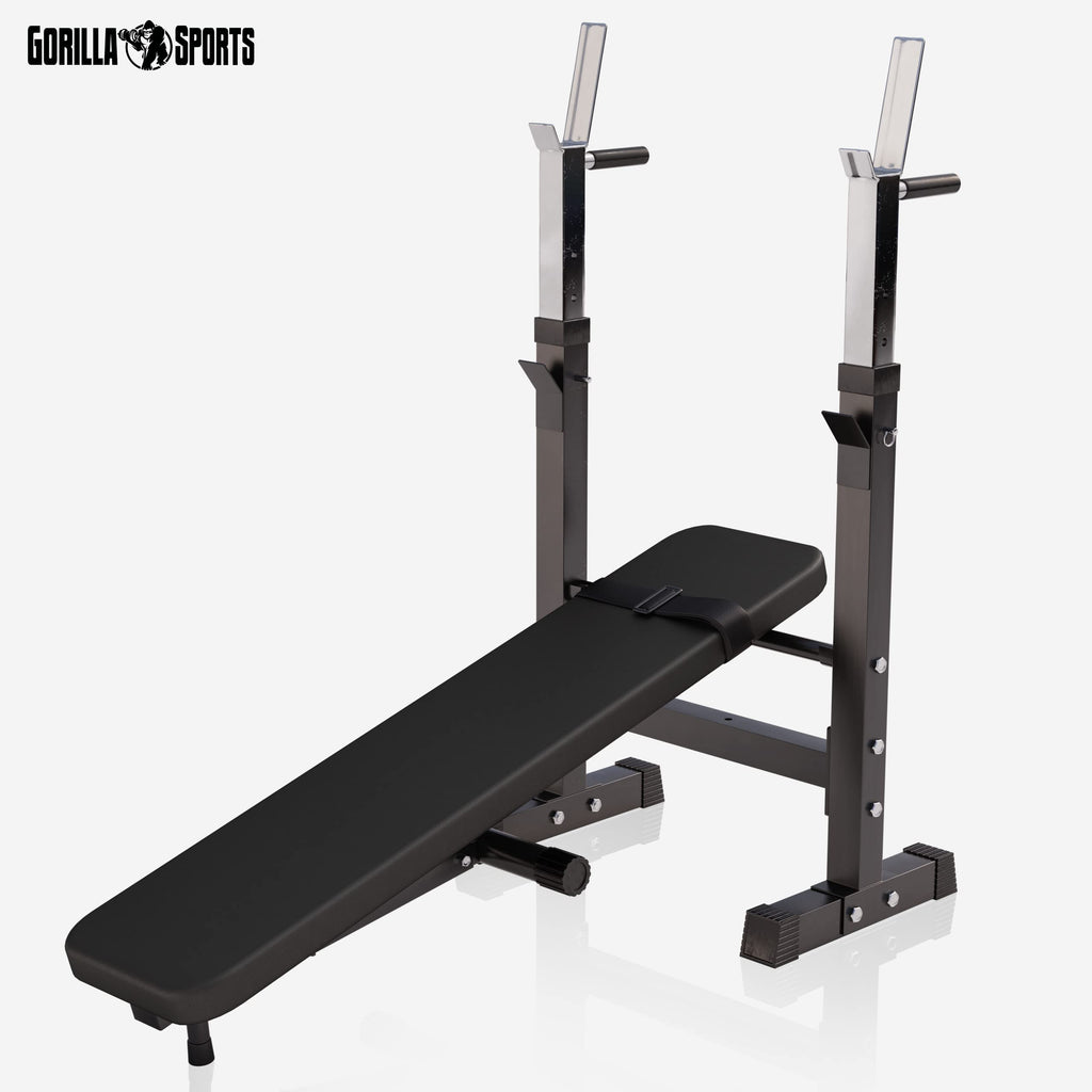GORILLA SPORTS® Panca Pesi Multifunzione Regolabile – Pieghevole con Porta, Bilanciere e Manubri con Dischi 38/70/100 kg – Piana/Inclinata, Struttura Robusta Max 200 kg – Palestra Casa Fitness