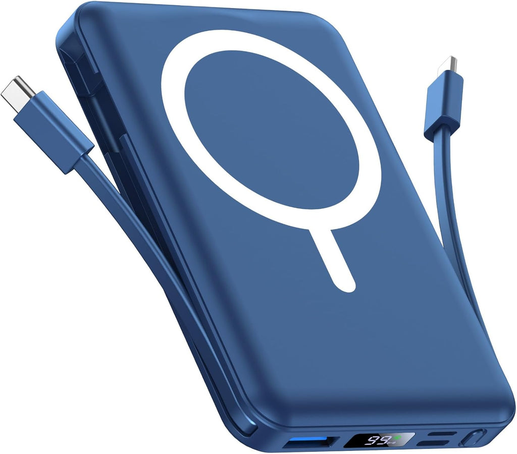 per Magsafe Powerbank 10000mAh, Caricatore Portatile Magnetico Wireless 20W, Ricarica Rapida con Display LED e cavo di ricarica USB-Cper iPhone 17/16/15/14/13/12 Pro/Pro Max/Plus(Blu)