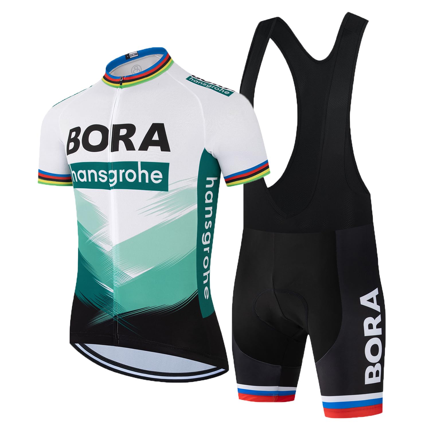 Abbigliamento Ciclismo da Uomo Maniche Corte Completo Bici Completo Ciclismo Manica Corta Tuta Ciclismo Uomo Pantaloncini con Bretelle in Gel 3D Traspirante e ad Asciugatura Rapida