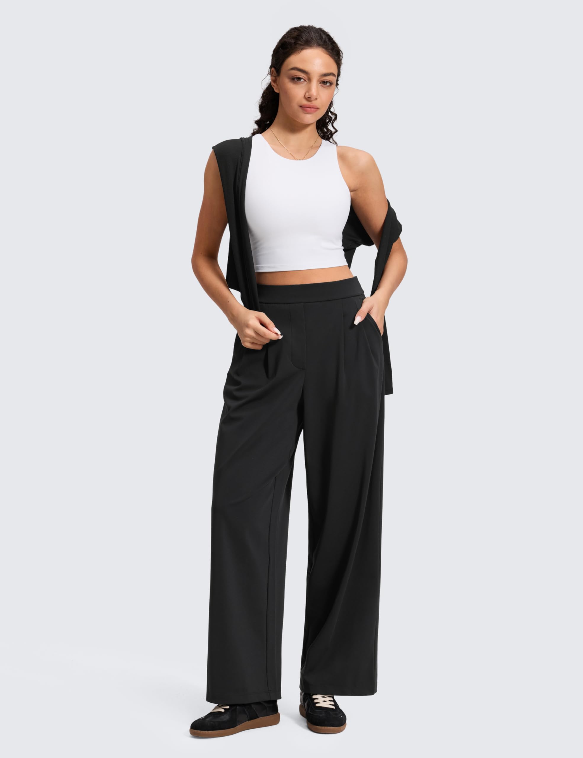 CRZ YOGA 4-Way Stretch Pantaloni da Lavoro Wide Leg Pantaloni da Donna