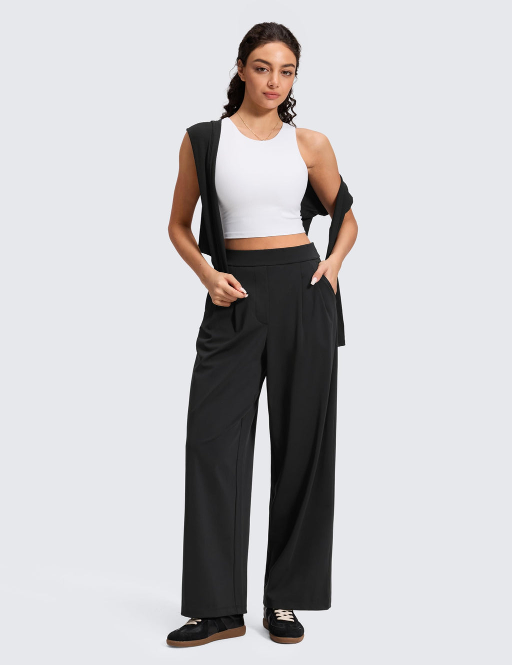CRZ YOGA 4-Way Stretch Pantaloni da Lavoro Wide Leg Pantaloni da Donna