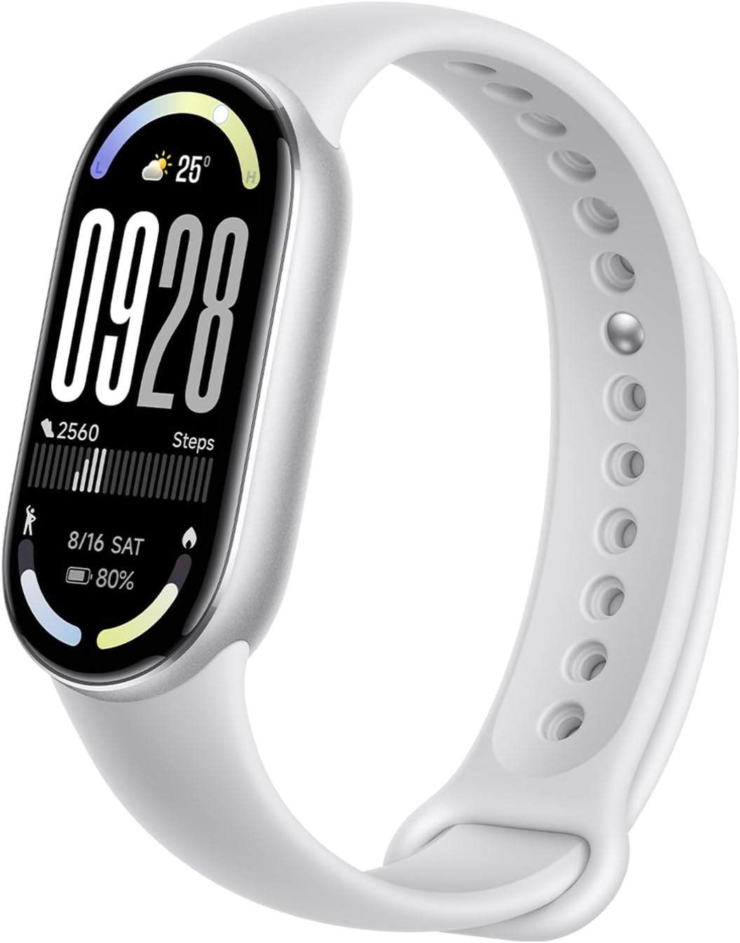 Xiaomi Smart Band 10 (Fitness Tracker), 1.72" AMOLED display, multimateriale, autonomia 21gg, ricarica rapida,150+sport, monitoraggio benessere e sonno, HyperOS 2.0, resistente 5ATM, Compass, Argento