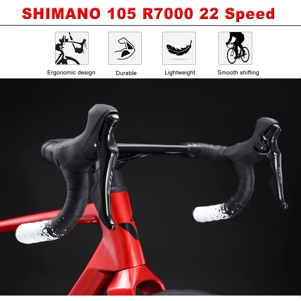 KABON Bici da corsa carbonio, 700C bici da strada T800 con 105 R7000 22 velocità Bicicletta da corsa con freno a disco per uomini e donna