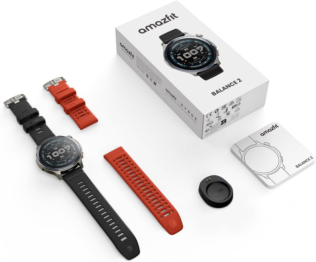 Amazfit Balance 2 Smartwatch 47mm, AMOLED 1,5", Mappe Offline, GPS Dual Band, 21 Giorni Batteria, Oltre 170 Modalità Sportive, HYROX e Golf, Allenamento di Forza, Cardio & Sonno per Android e iPhone