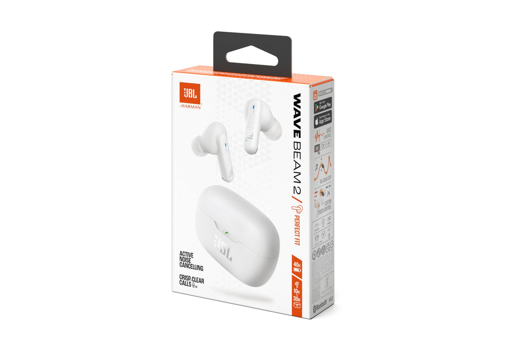 JBL Wave Beam 2, Auricolari Wireless con Cancellazione del Rumore, Nero | Bluetooth 5.3, 40 Ore di Autonomia, Suono JBL Pure Bass, Smart Ambient, Connessione Multipoint, Design Chiuso a Stick