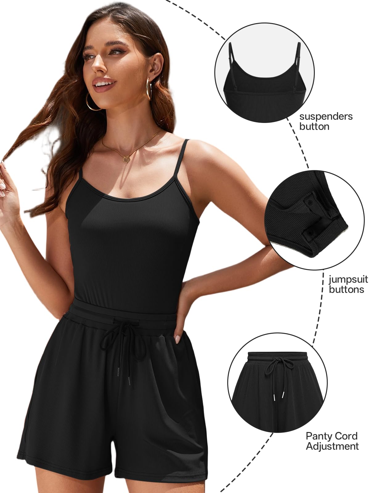 Rayson Completo da Donna Estivo 2 Pezzi Curvy Eleganti Tuta Completa Corta Donna con Spalline Sottili Body Tops e Pantaloncini Set per Running Yoga Sportivo