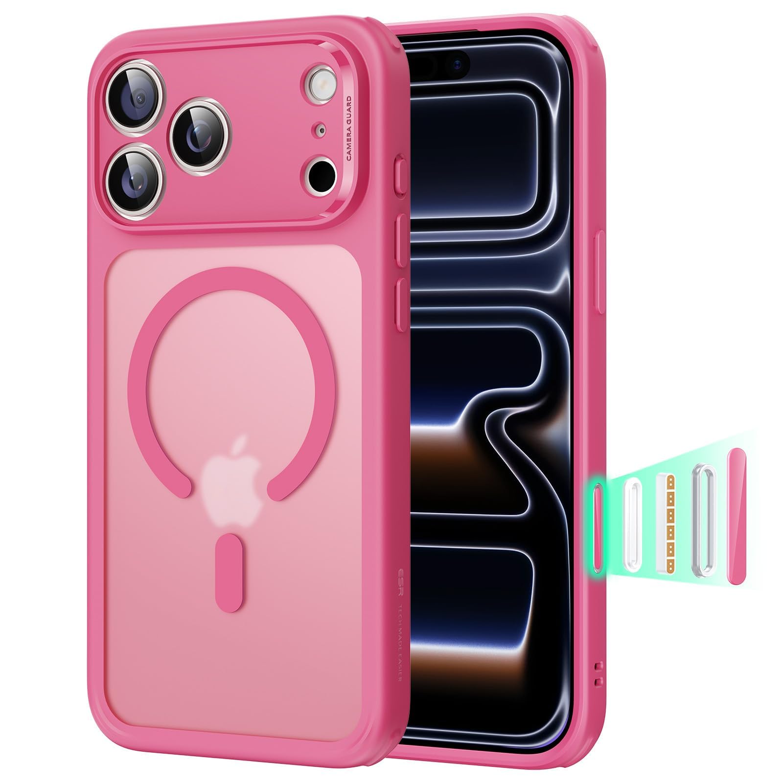 ESR Cover per iPhone 17 Pro Max, Custodia per controllo della fotocamera, Compatibile con MagSafe, Protezione antiurto di livello militare, Angoli Air Guard ammortizzanti, Trasparente