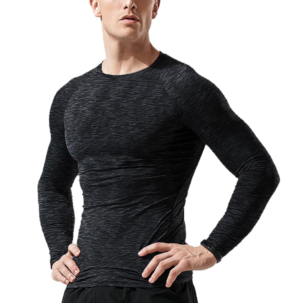 Muscle Alive Homme Maillot de Corps Slim Ajusté à Manches Courtes de Base de Compression de Musculation en Polyester et Spandex