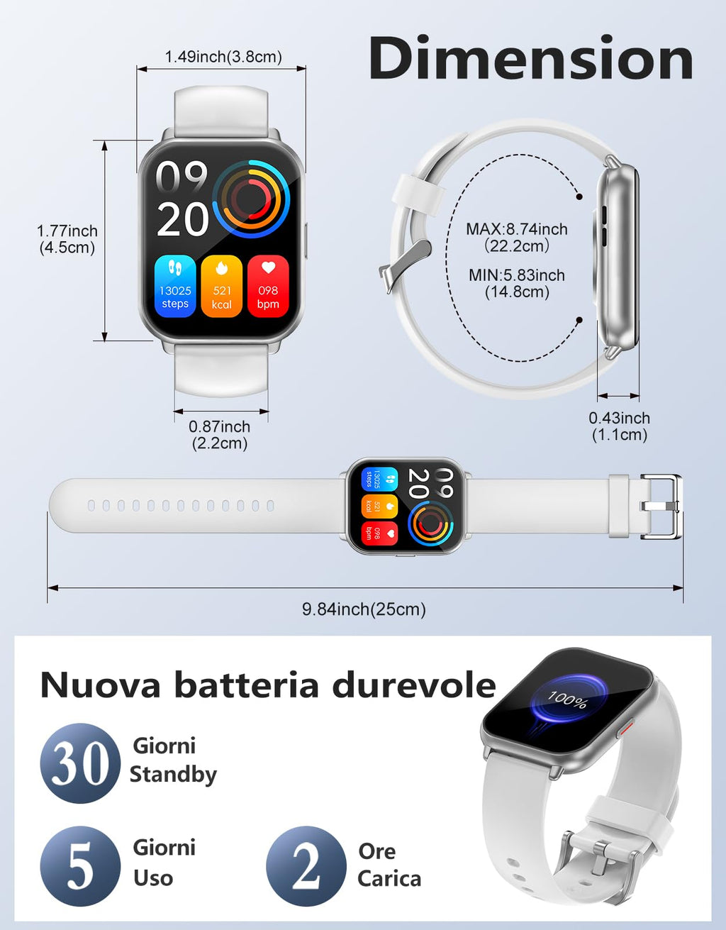 RUIMEN Smartwatch Donna Chiamate Bluetooth Musica Orologio Sportive Contapassi da Polso Cardiofrequenzimetro Saturazione Ossigeno Fitness Tracker Ciclo Mestruale Controllo Sonno per Android iOS Rosa