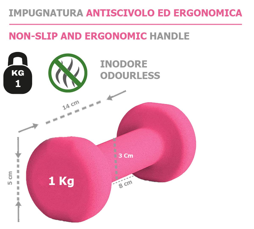 G5 HT SPORT Manubri O Manubrio in Neoprene da Palestra E Home Gym Antiscivolo da 0.5 a 6 kg Coppia O Singolo