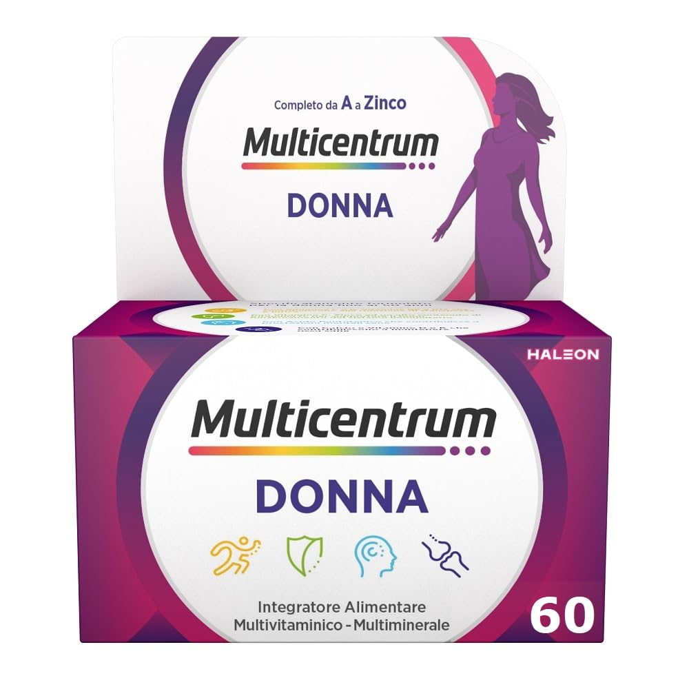 Multicentrum Donna Integratore Multivitaminico completo per donna, con Vitamina D, K, Acido Folico, Calcio, Ferro, per combattere stanchezza e affaticamento, 100 Compresse