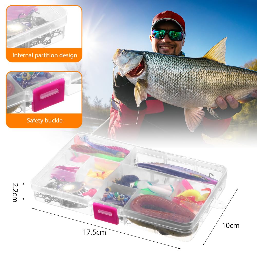Vicloon Esche da Pesca, Esche Artificiali da Pesca Contiene Crankbaits, Stickbait, Vermi, Ganci Singolo, Pinze, ECC