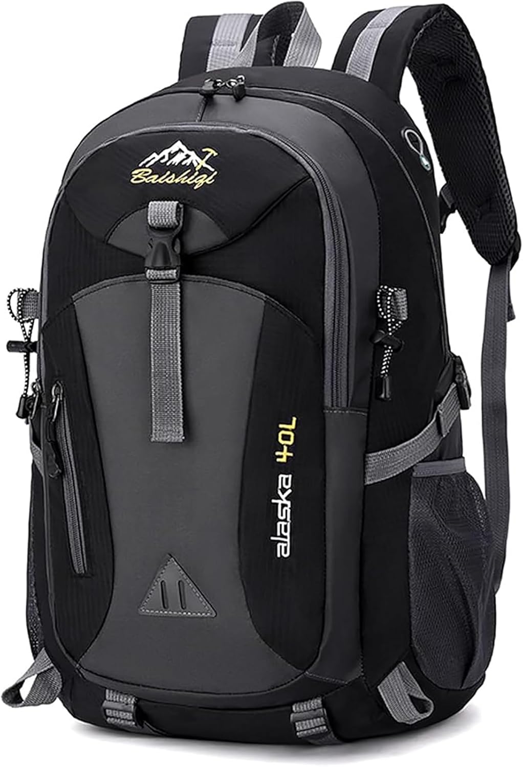 Zaino Trekking 40 Litri Zaino Montagna Grande Volume Leggero Impermeabile Multifunzione per Montagna Viaggio Escursione Trekking Campeggio Scuola con Ventilazione Posteriore Uomo Donna Nero