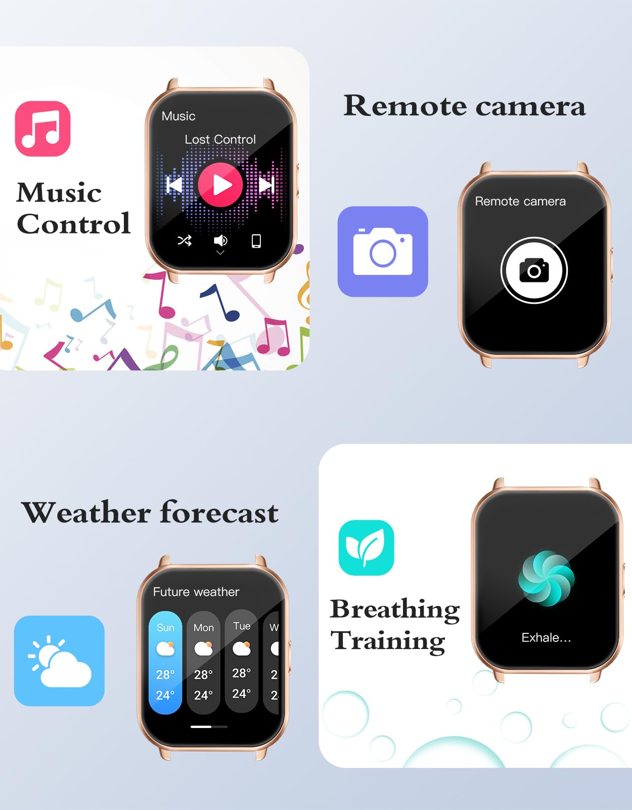 RUIMEN Smartwatch Donna Chiamate Bluetooth Musica Orologio Sportive Contapassi da Polso Cardiofrequenzimetro Saturazione Ossigeno Fitness Tracker Ciclo Mestruale Controllo Sonno per Android iOS Rosa