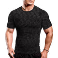 Muscle Alive Homme Maillot de Corps Slim Ajusté à Manches Courtes de Base de Compression de Musculation en Polyester et Spandex