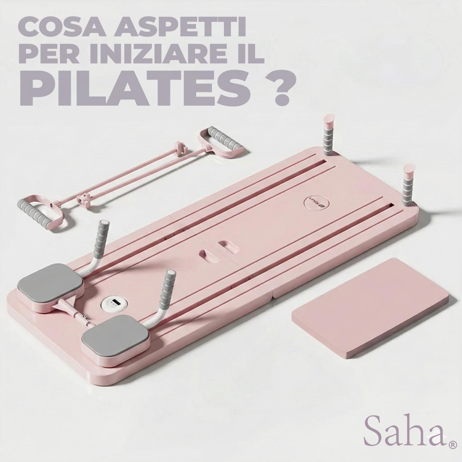 Saha® Tavola Pilates Reformer | Attrezzo Addominali Fitness Casa con Bande di Resistenza, Maniglie e Timer | Yoga Core Allenamento Corpo Completo | Original Corner