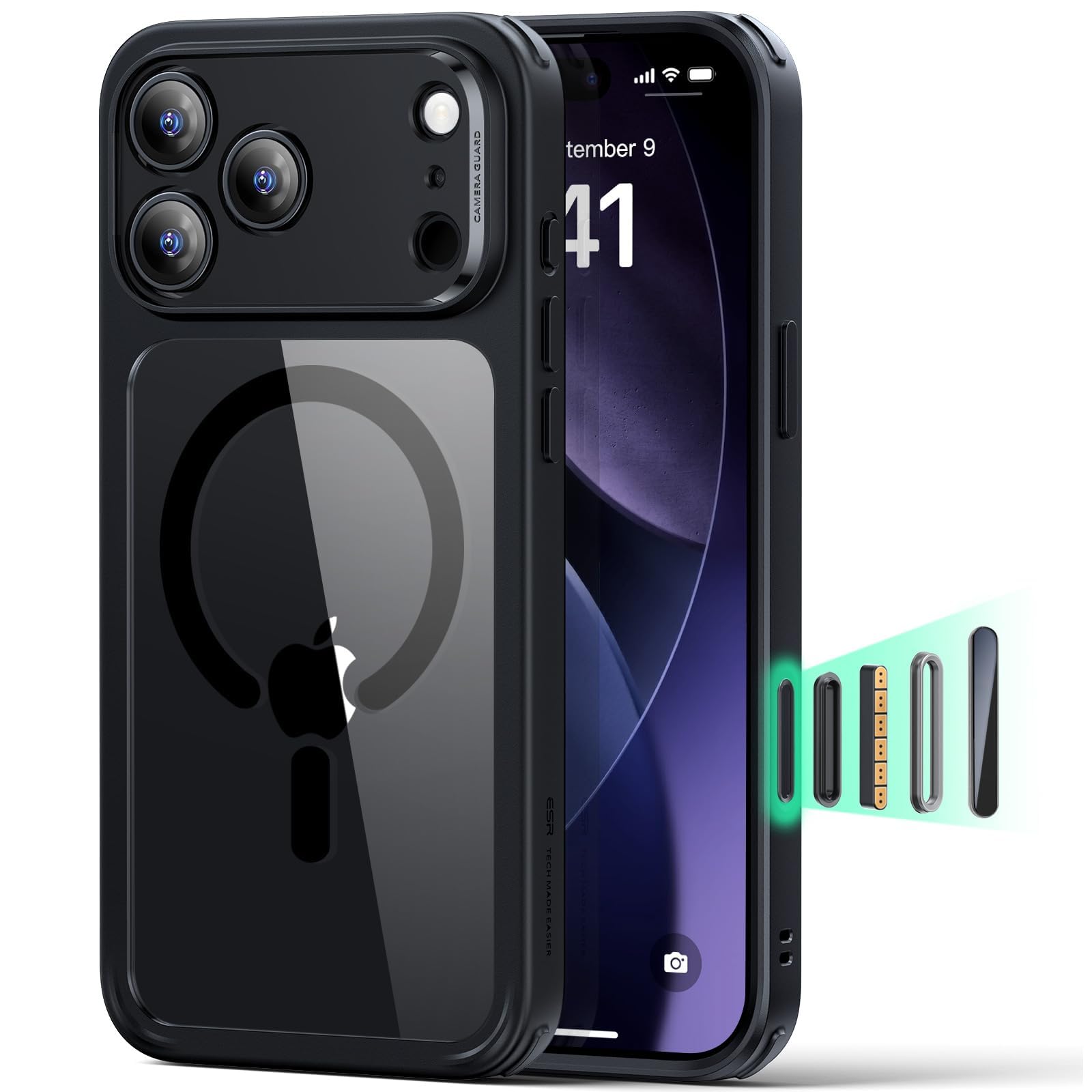 ESR Cover per iPhone 17 Pro Max, Custodia per controllo della fotocamera, Compatibile con MagSafe, Protezione antiurto di livello militare, Angoli Air Guard ammortizzanti, Trasparente