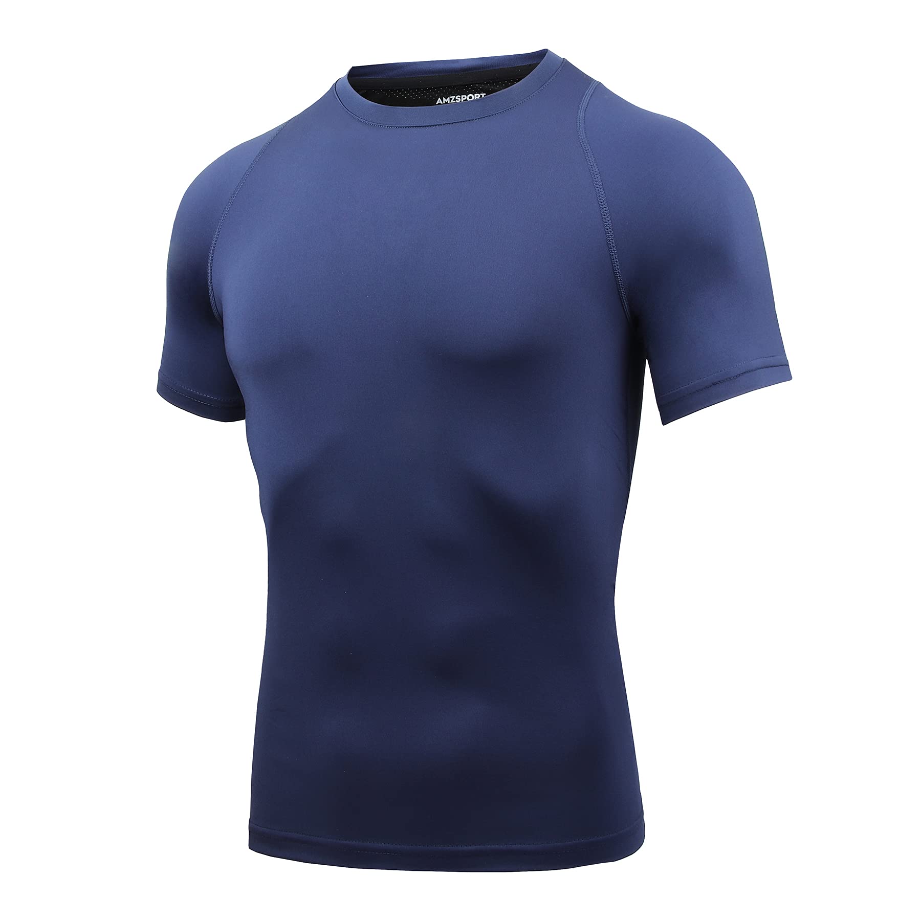 AMZSPORT Maglietta a Compressione da Uomo, a Maniche Corte, Funzionale, Cool Dry, per Allenamento e Corsa