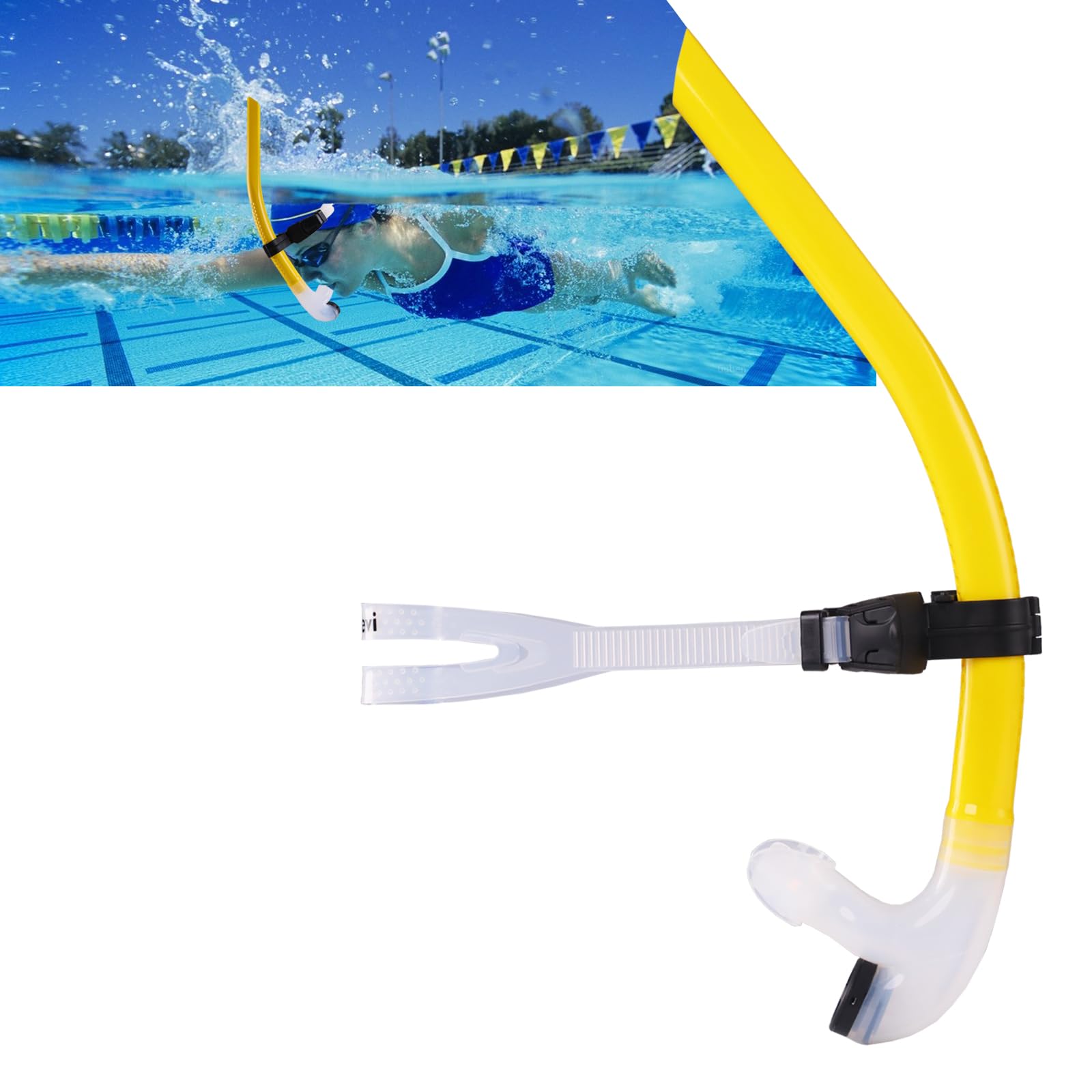 Frontale Boccaglio da per Il Nuoto, Attrezzatura per Nuotatori Adulto l'allenamento con Lo Snorkeling in Piscina, Snorkel con Montaggio Centrale, Valvola di Spurgo