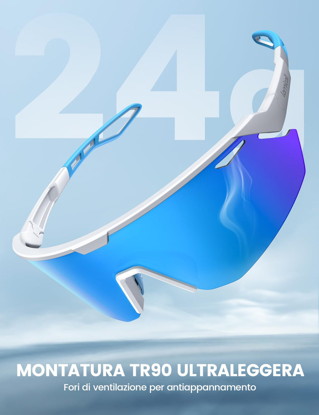Lamicall Occhiali da Sole Ciclismo Polarizzati, [24g Ultraleggero] Anti-UV400, TR90-Telaio, Nasello Regolabile, Occhiali da Sole Sportivi per Uomo e Donna, per Pesca/Corsa/Sport all'Aperto