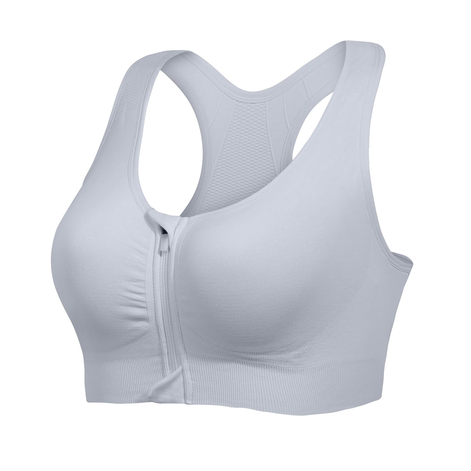 Lemef Soutiens-Gorge de Sport à Fermeture Éclair Avant pour Femmes Soutien-Gorge Post-Chirurgie sans Armature Fermeture Avant Dos Nageur Compression Mastectomie
