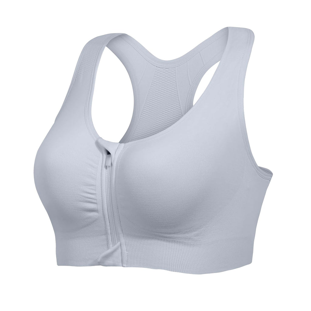 Lemef Soutiens-Gorge de Sport à Fermeture Éclair Avant pour Femmes Soutien-Gorge Post-Chirurgie sans Armature Fermeture Avant Dos Nageur Compression Mastectomie