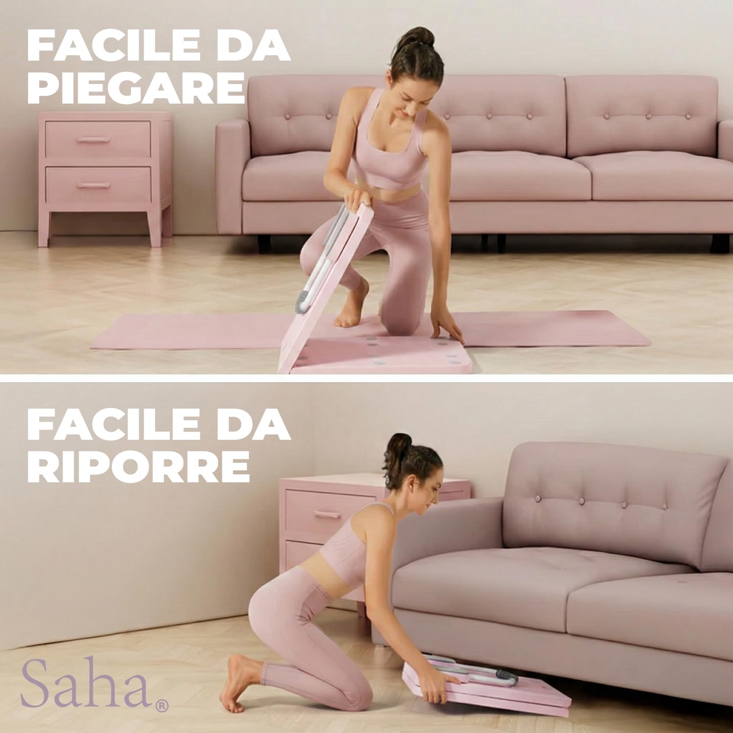 Saha® Tavola Pilates Reformer | Attrezzo Addominali Fitness Casa con Bande di Resistenza, Maniglie e Timer | Yoga Core Allenamento Corpo Completo | Original Corner