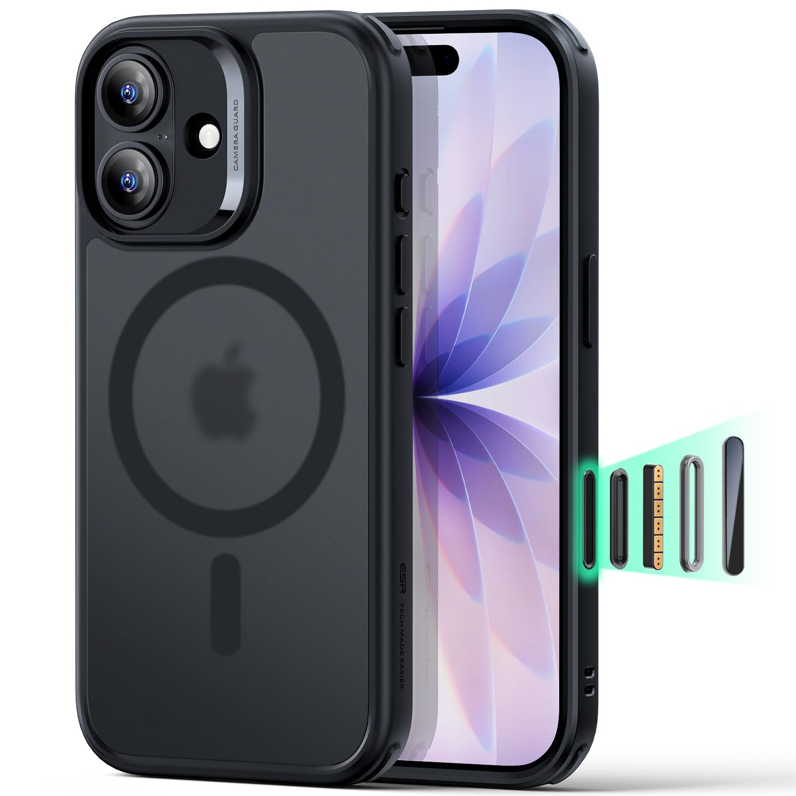 ESR Cover per iPhone 17 Pro Max, Custodia per controllo della fotocamera, Compatibile con MagSafe, Protezione antiurto di livello militare, Angoli Air Guard ammortizzanti, Trasparente
